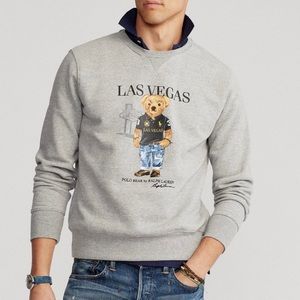 Polo Ralph Lauren LAS VEGAS Bear Fleece Sweatshirt Size Large